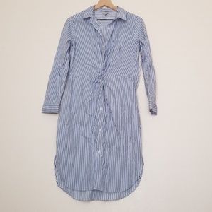 Blue pinstriped shirt dress